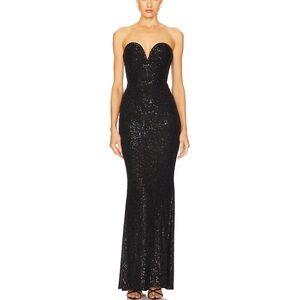 NOOKIE LUMIERE GOWN sequince strapless gown black